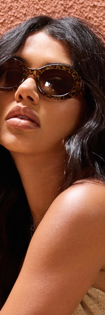 Trendsetter Leopard Print Oval Sunglasses