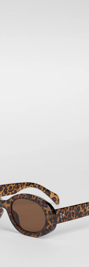 Trendsetter Leopard Print Oval Sunglasses