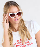 Cute Gaze Chain Trim Cat Eye Sunglasses