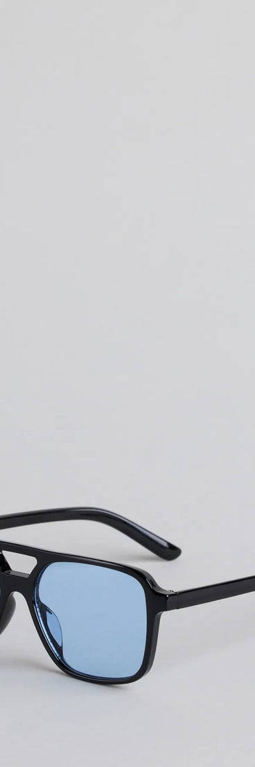 On The Go Babe Colored Aviator Square Sunglasses