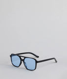 On The Go Babe Colored Aviator Square Sunglasses