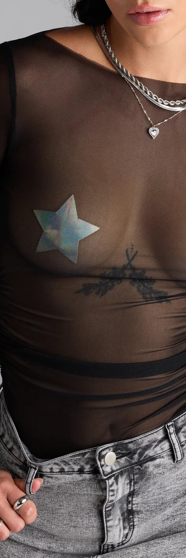 The Iridescent Star Pasties in multi-color brings edge and energy to your vibe, ready to elevate any festival look or concert outfit.