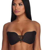 The Adhesive Push Up Bra in black brings sleek style to any graduation outfit, from cap and gown to after-party.