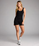 Make getting ready easy with the Serve Looks Daily Ribbed Knit Romper in black, a playful one-piece perfect for brunch dates, weekend plans, or vacation vibes.