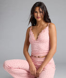 Sweet As Cherries Lace Trim Pajama Top