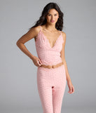 Sweet As Cherries Lace Trim Pajama Top