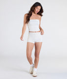 Create bold, fashion-forward looks for spring or summer with the Relaxed Perfection Mid-Rise Pajama Shorts in ivory, a must-have piece from Windsor’s collection of stylish bottoms for women.