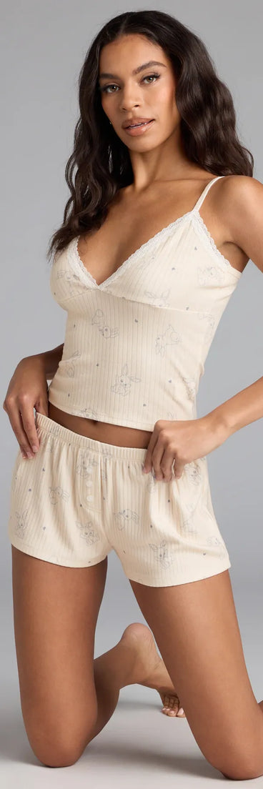 Bunny Tails High-Rise Pajama Shorts