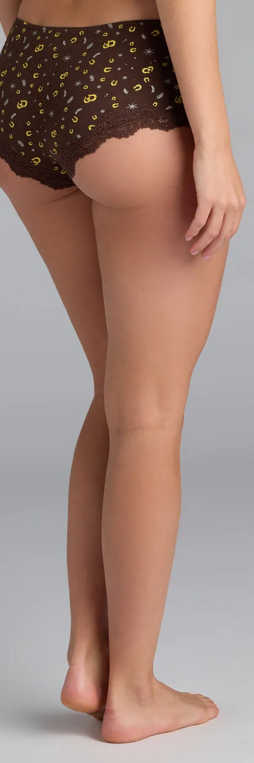 Western Horseshoe Lace Trim Pajama Shorts