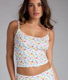 Sweet And Fruity Gummy Bear Print Pajama Tank Top