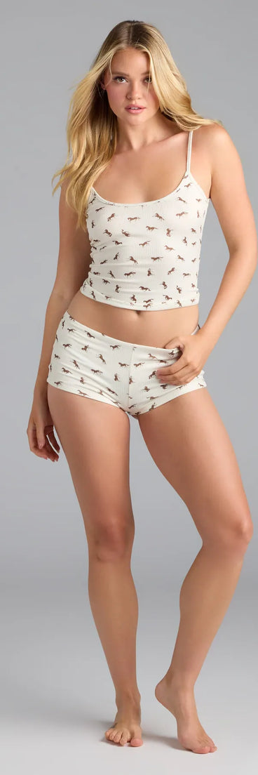 Home On The Range Horse Print Pajama Shorts