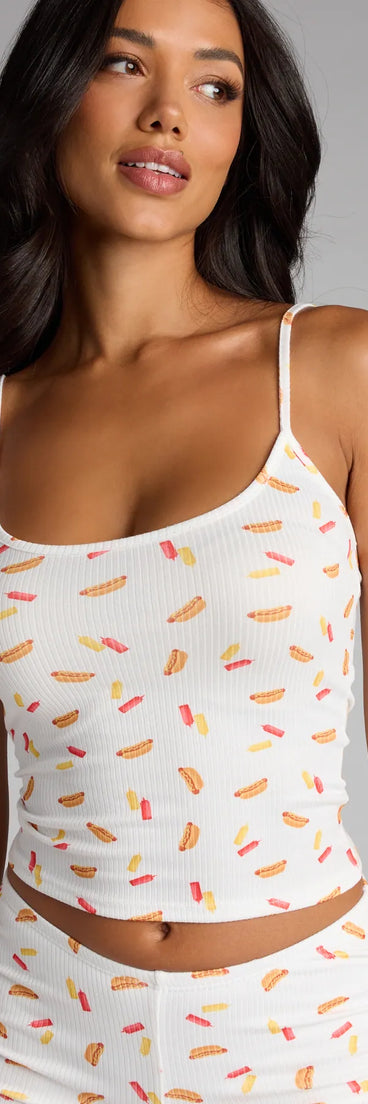 Late Night Bites Scoop Neck Pajama Top