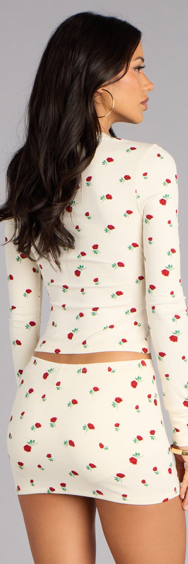 Sweet Talk Rose Print Pajama Top