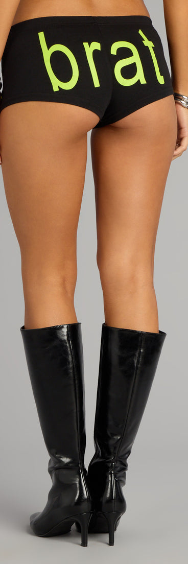 Make a fall statement in the Brat Era Graphic Shorts, a closet must-have among fall bottoms for women.