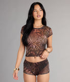 After Dark Animal Print Mesh Crop Top