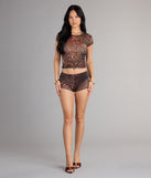 After Dark Animal Print Mesh Crop Top