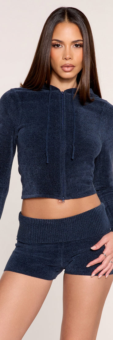 Cozy Up Chenille Knit Zip-Front Hoodie