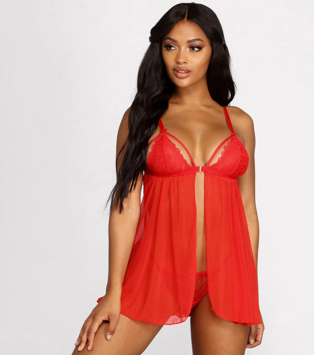 Dream Girl Red Lace Babydoll And Panty Set