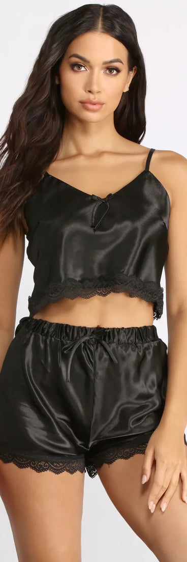 Satin Stunner PJ Crop Top and Shorts