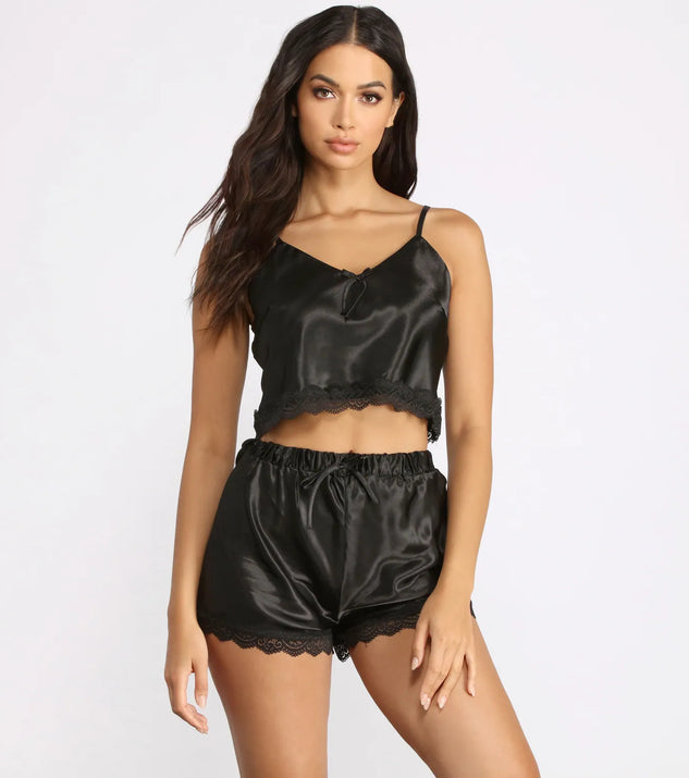 Satin Stunner PJ Crop Top and Shorts