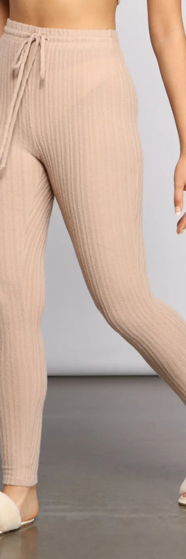 Effortlessly Chic Ribbed Pajama Leggings