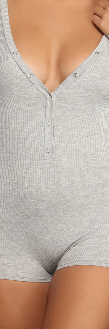 Snap Front Ribbed PJ Romper