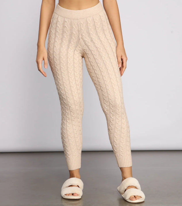 Cozy Moment Cable Knit Pajama Leggings