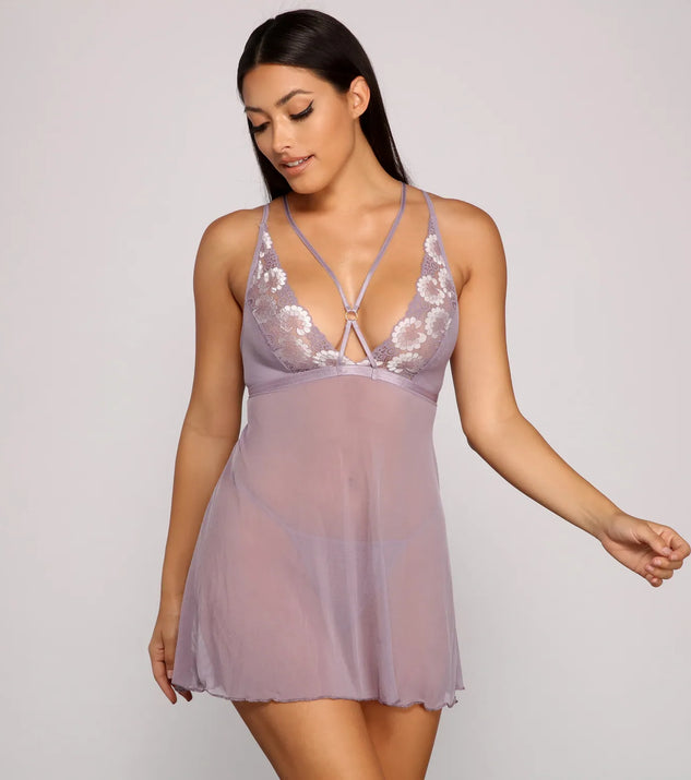 Darling Daisy Mesh Babydoll And Panty Set
