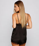 Sweet Lace Trim Satin Pajama Set