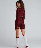 Plaid Pajama Romper And Socks Set