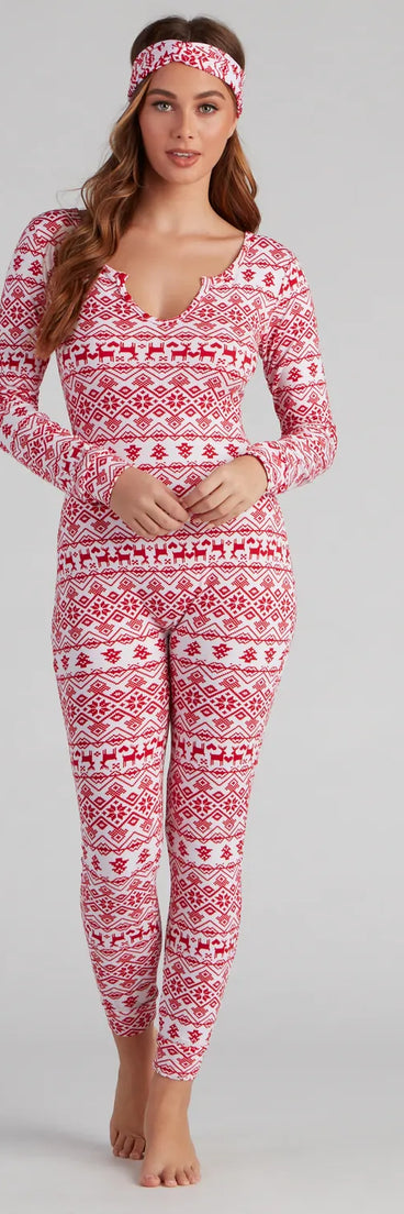 Wish List Fair Isle Cozy Onesie And Headband Set