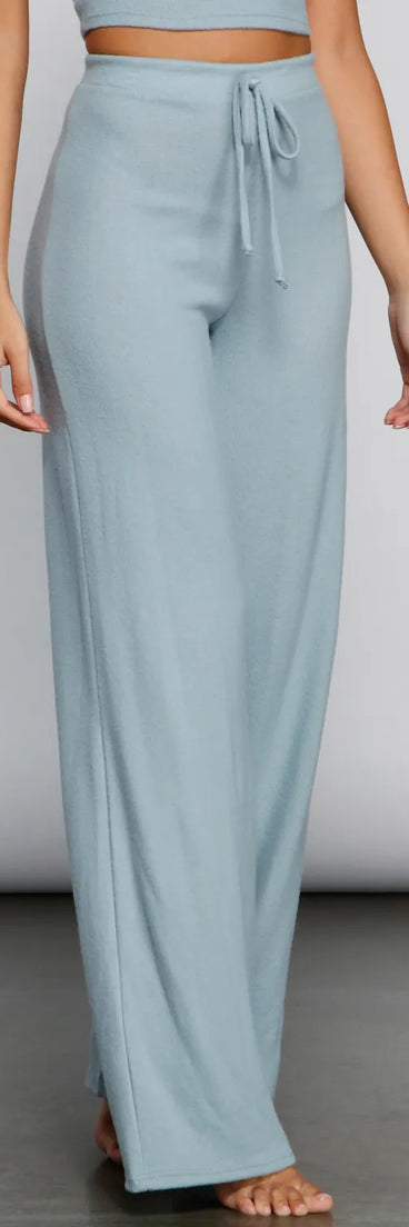 Sleeping In Wide-Leg Pajama Pants