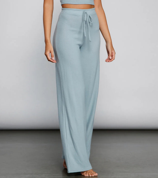 Sleeping In Wide-Leg Pajama Pants