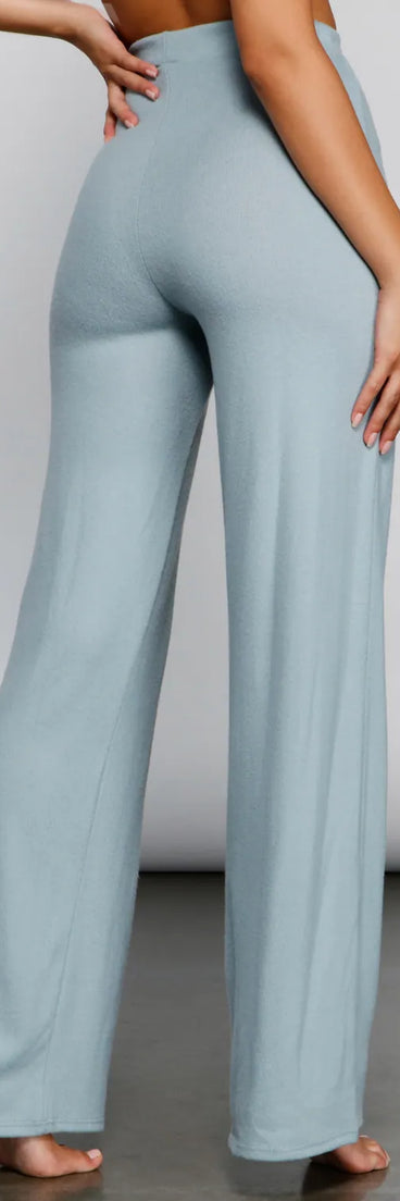 Sleeping In Wide-Leg Pajama Pants