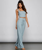 Sleeping In Wide-Leg Pajama Pants