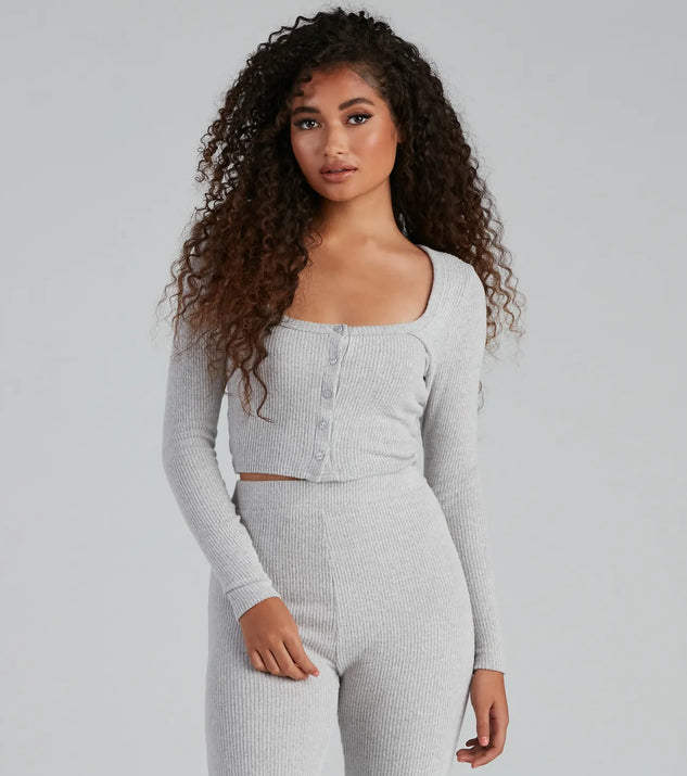 Stylishly Snug Henley Pajama Top