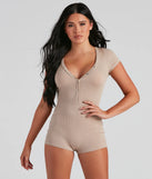 Coffee And Chill Henley Pajama Romper