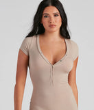 Coffee And Chill Henley Pajama Romper