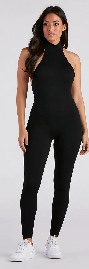 Chic And Seamless Mock Neck Catsuit