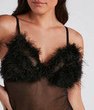 Such A Flirt Feather Trim Babydoll Dress And Panty Set
