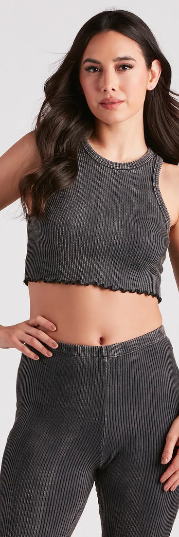Chill Mood Ribbed Knit Crop Top