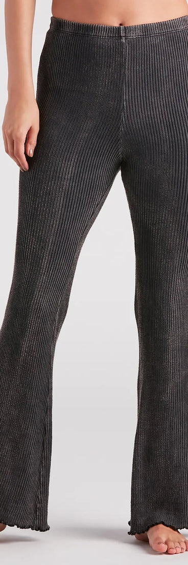 Chill Mood Ribbed Knit Flare-Leg Pants