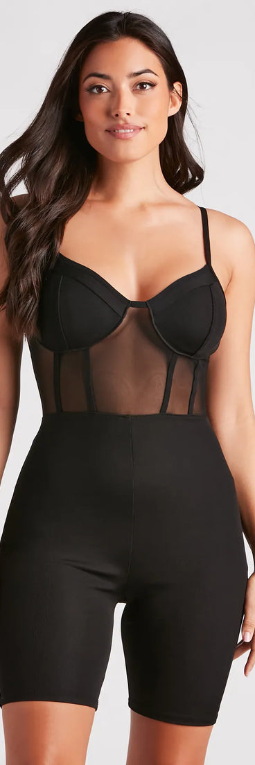 Sheer Intentions Mesh Rib Knit Romper