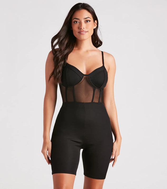 Sheer Intentions Mesh Rib Knit Romper