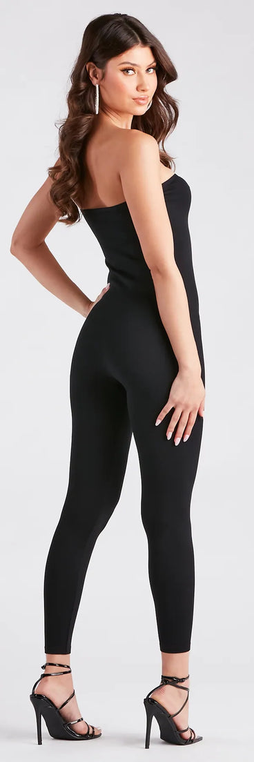 Alluring Glamour Rhinestone Cutout Catsuit