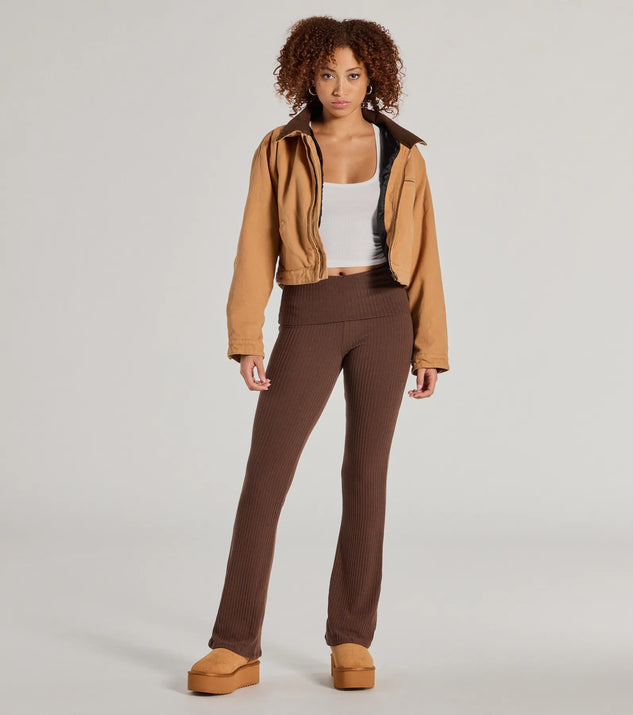Casual Trend Knit Fold-Over Flare Pants | Windsor