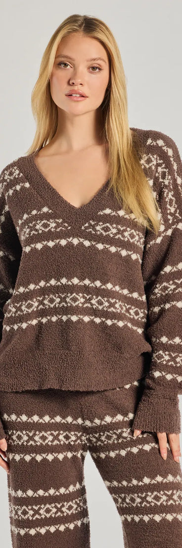 Cozy Wonderland Fair Isle Chenille Knit Pajama Top