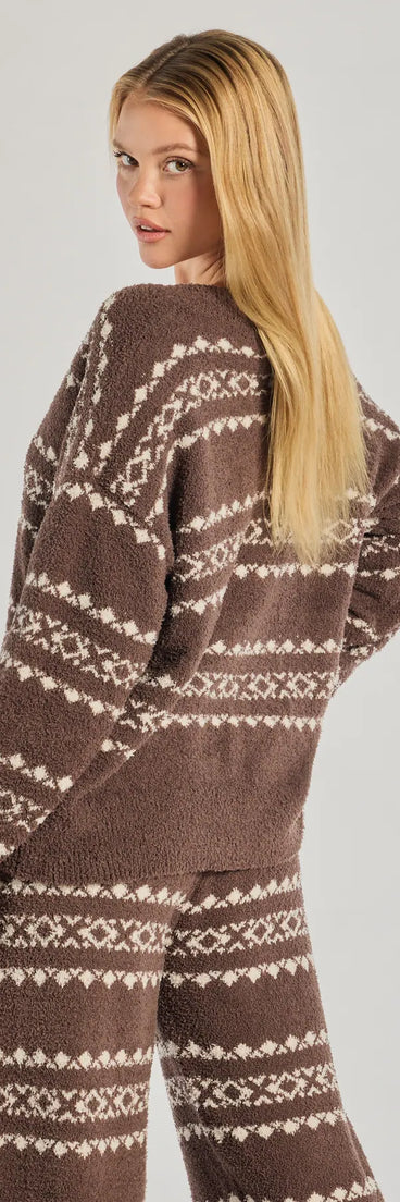Cozy Wonderland Fair Isle Chenille Knit Pajama Top