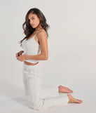 Perfect for creating a fashionable Valentine's Day outfit, the Sleeping In V-Neck Pointelle Pajama Crop Top is a chic white top with romantic and modern flair, ideal for date night or Galentine’s celebrations.