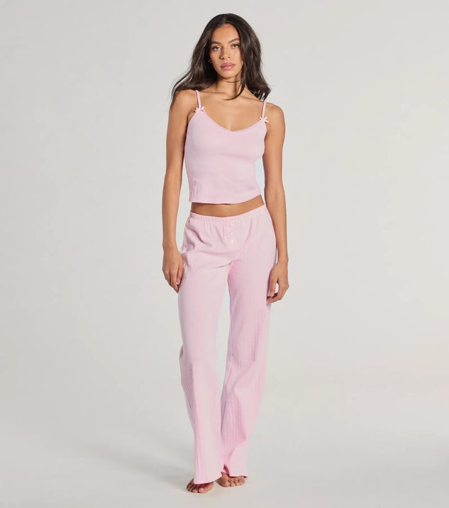 Sleeping In V-Neck Pointelle Pajama Crop Top | Windsor Sleeping In V-Neck Pointelle Pajama Crop Top | Windsor
